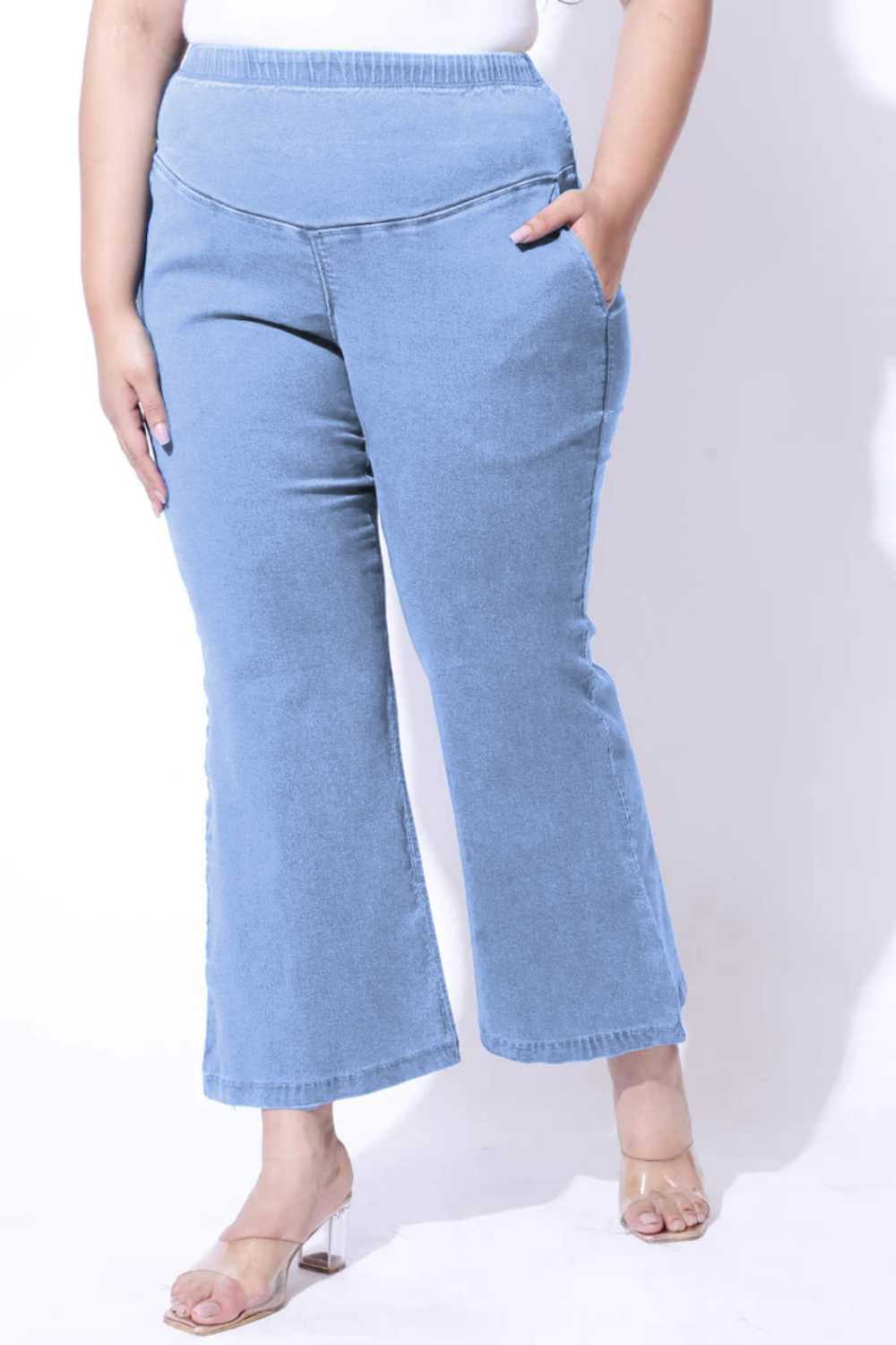 Plus Size Light Blue Flare Jeans