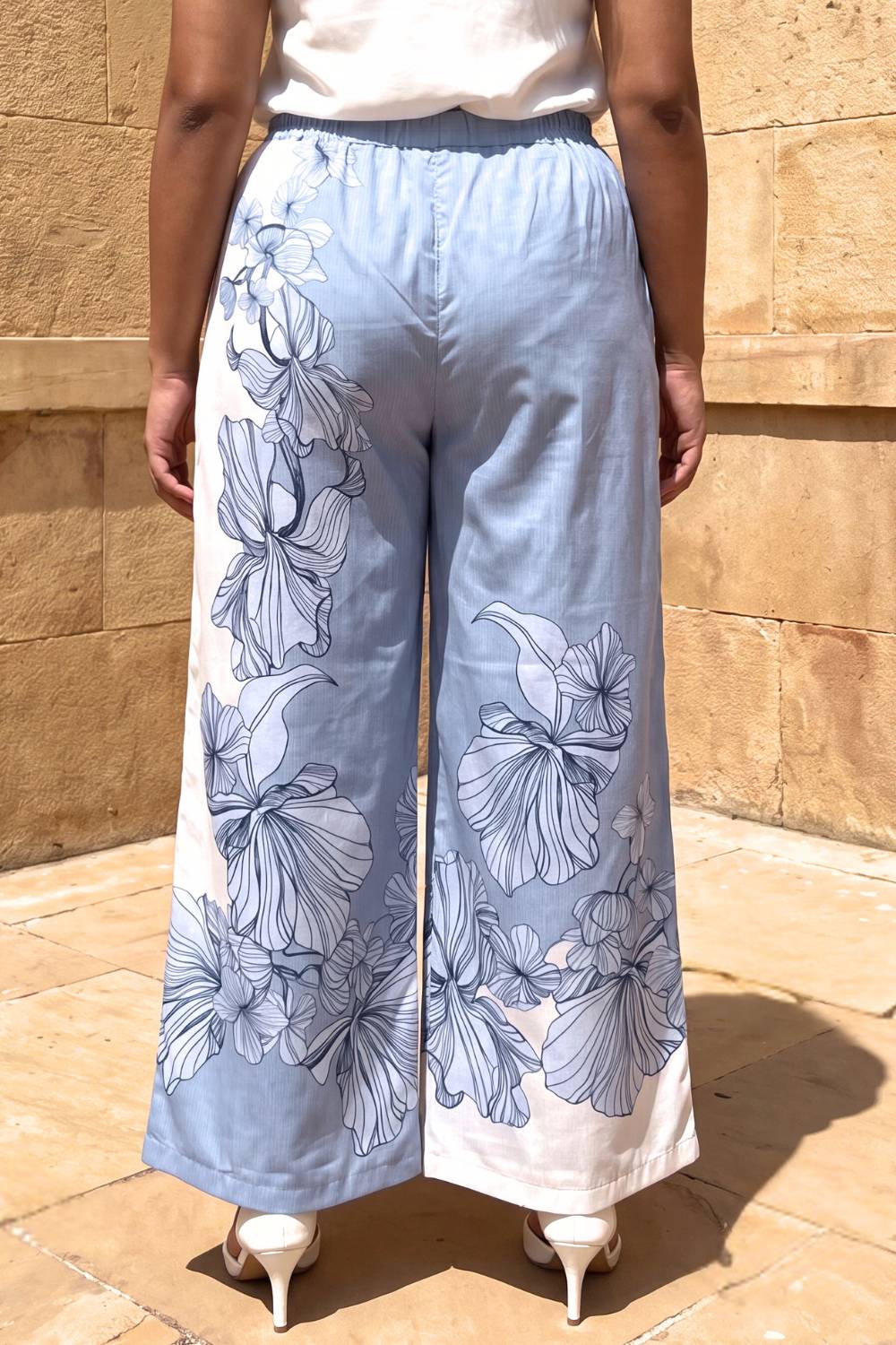 Plus Size Blue Floral Print Cotton Kurta Coord Set