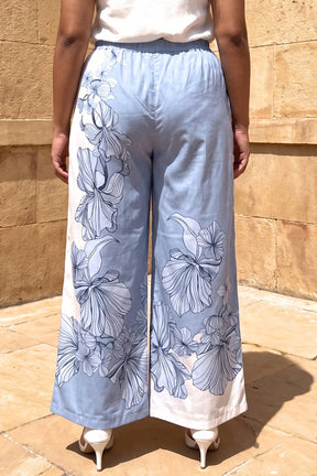 Plus Size Blue Floral Print Cotton Kurta Coord Set