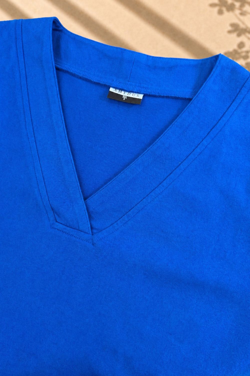 Plus Size SoftEase V Neck Blue Cotton Kurta