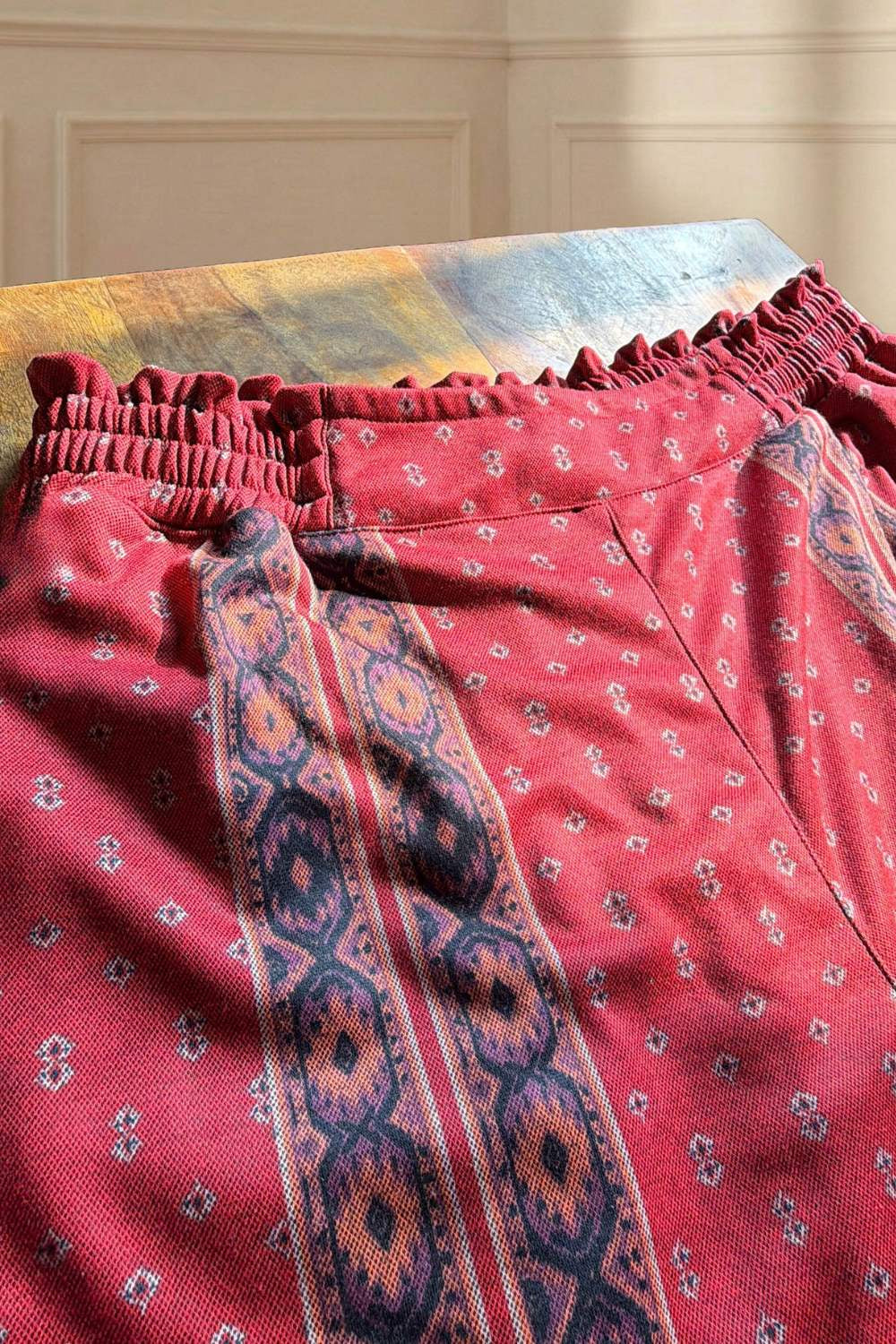 Plus Size Red Printed SnugWeave™ Winter Kurta Coord Set