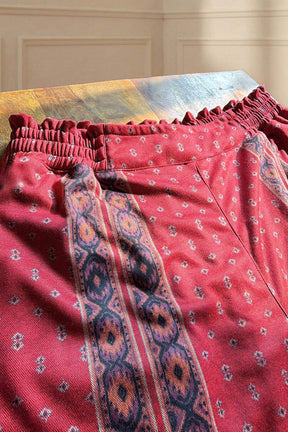 Plus Size Red Printed SnugWeave™ Winter Kurta Coord Set