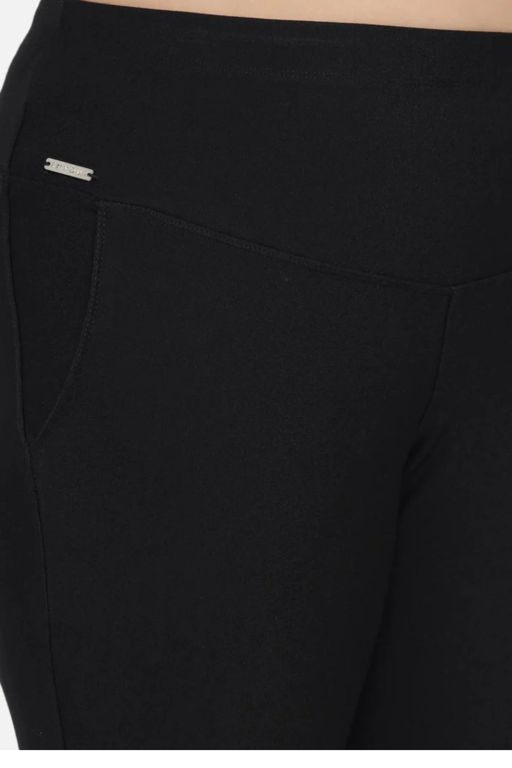 Black Tummy Shaping Wide Straight Pants
