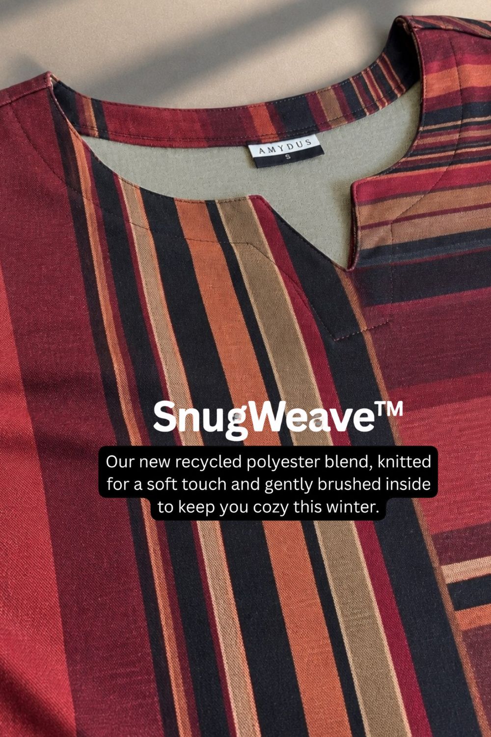 Plus Size Maroon Multistripe SnugWeave™  Kurta