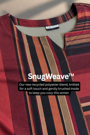 Plus Size Maroon Multistripe SnugWeave™  Kurta