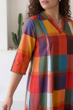 Checkered Breeze Plus Size Midi Dress