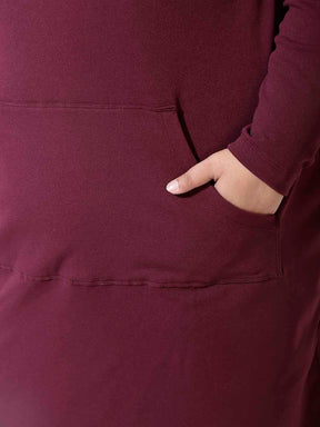 Plus Size Wine Sweatshirt Hoodie Winter Dress