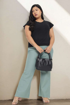 Plus Size Mint Green Tummy Shaper Flare Pants