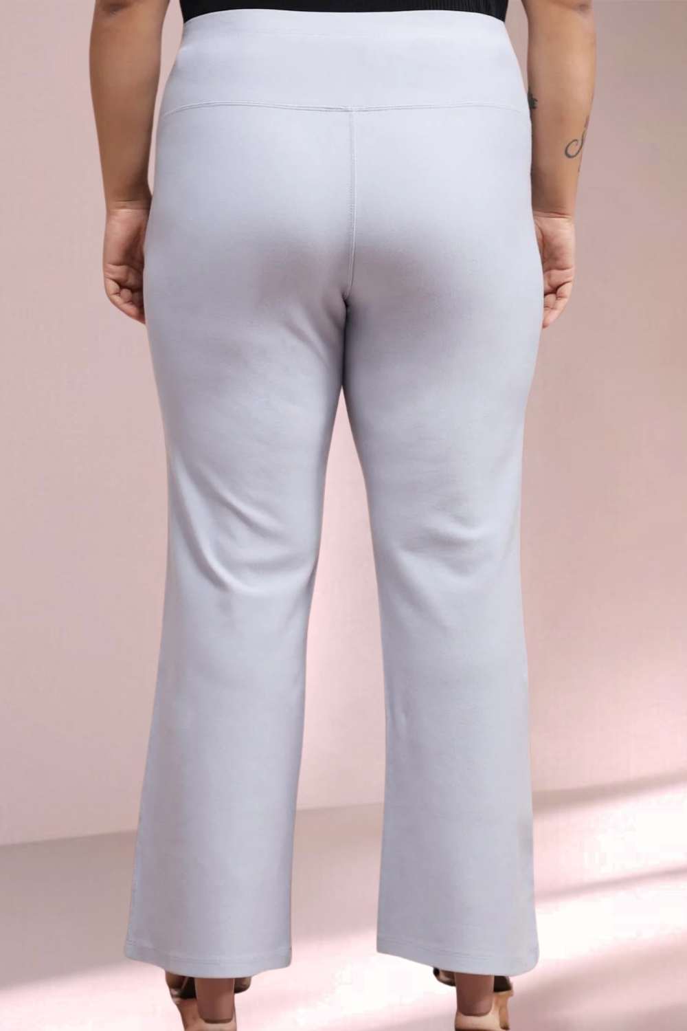 Plus Size Ice Blue Tummy Shaper Flare Pants