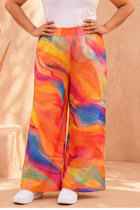 Plus Size Multicolor Abstract Print Cotton Coord Set