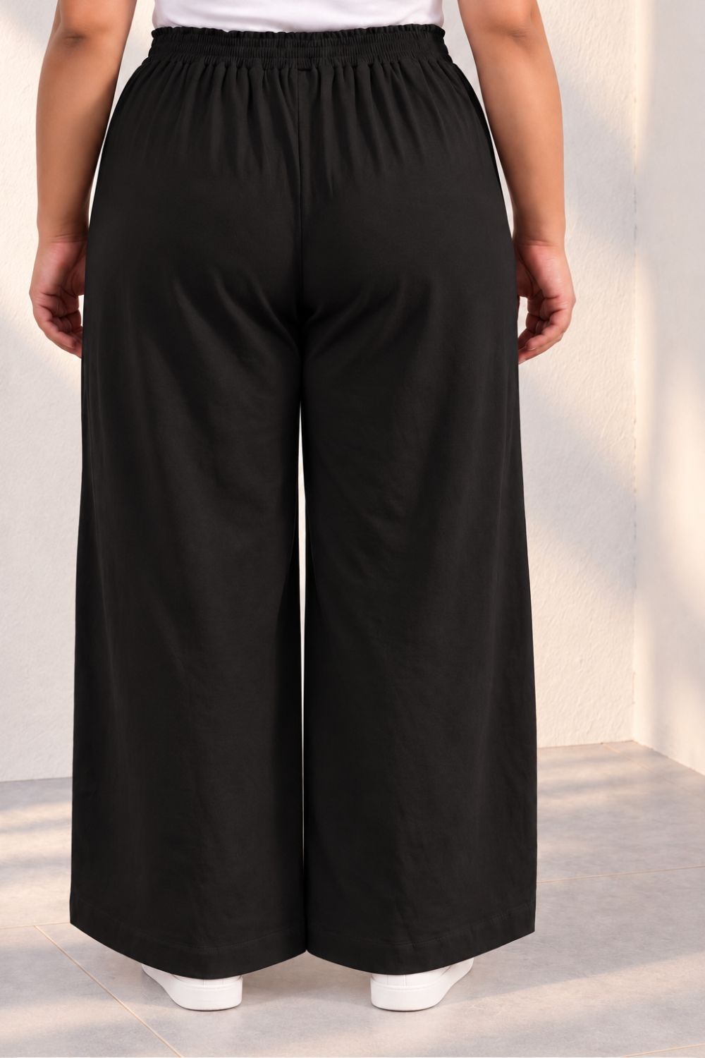Plus Size SoftEase V Neck Black Cotton Coord Set