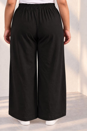 Plus Size SoftEase V Neck Black Cotton Coord Set