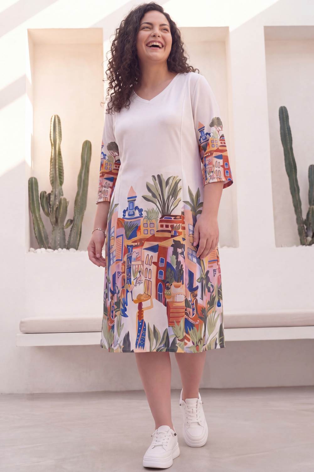 Plus Size Plus Size Urban Art Print A-Line Dress