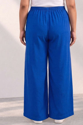 Plus Size SoftEase V Neck Blue Cotton Kurta Coord Set