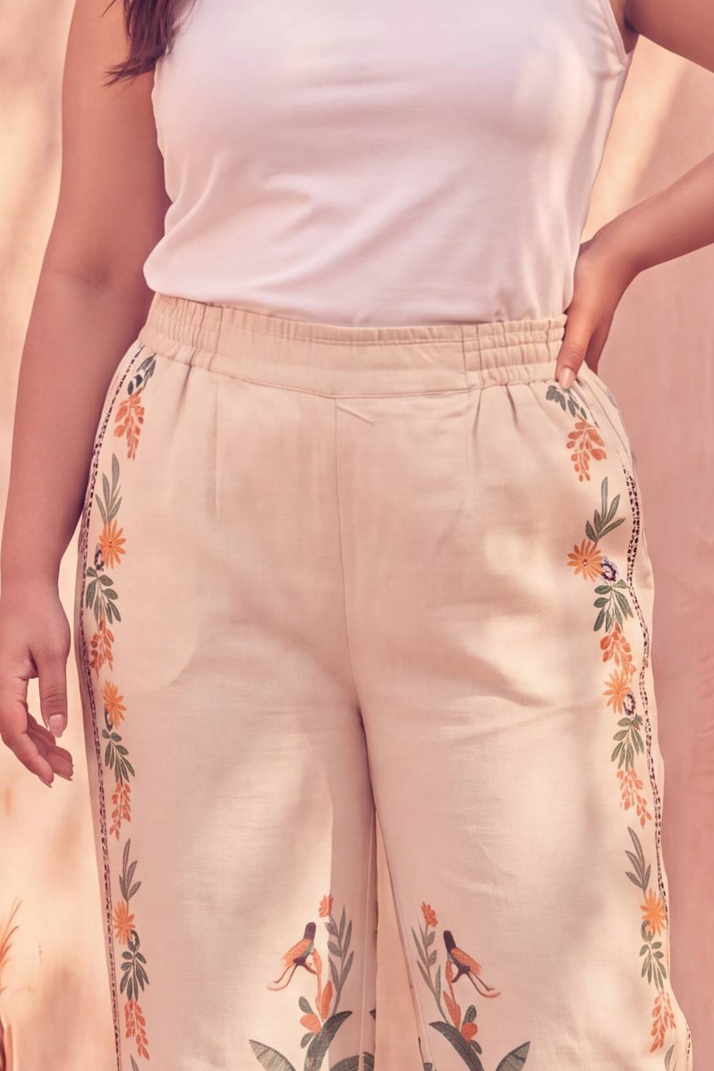 Plus Size Boho Floral Panel Print Cotton Coord Set