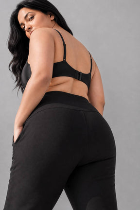 Plus Size Black Tummy Shaping Wide Straight Pants