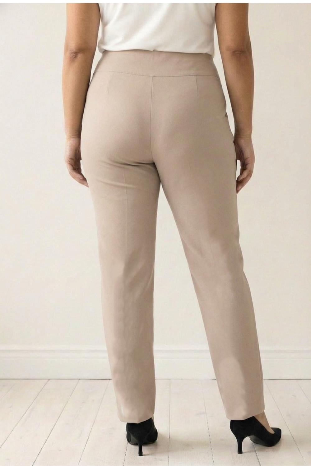 Plus Size Cream Tummy Shaper Straight Fit Pants