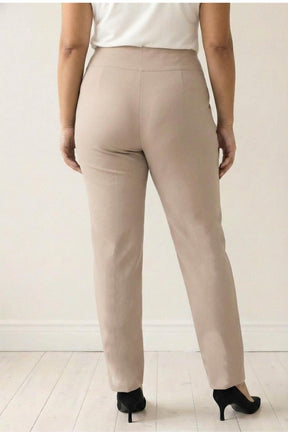 Plus Size Cream Tummy Shaper Straight Fit Pants