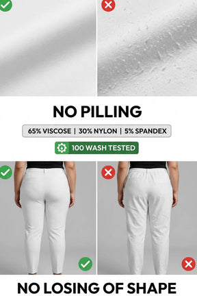 White Tummy Shaping Wide Straight Pants