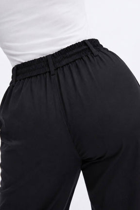 Plus Size Wide Leg Black Cotton Satin Pants