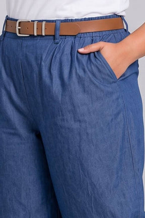 Plus Size Wide Leg Easy PullOn Dark Denim