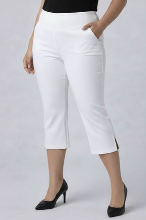 White Tummy Tucker Crop Pants
