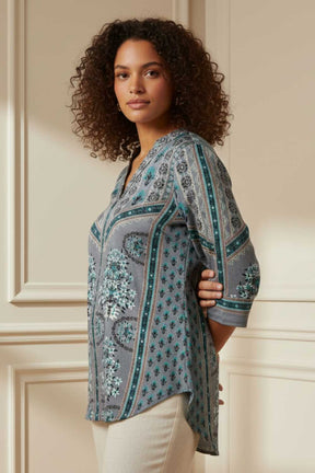 Plus Size Blue Grey SnugWeave™ Winter Top