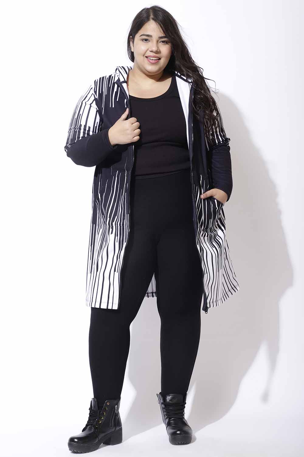 White Black Printed Jacket Dress