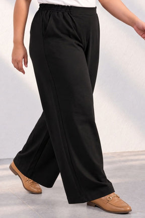 Plus Size SoftEase V Neck Black Cotton Kurta Coord Set