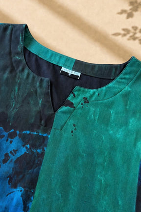 Plus Size Teal Artistry Straight Georgette Kurta