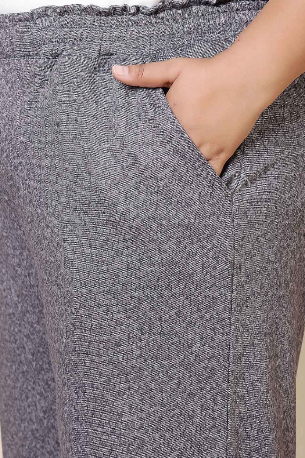 Plus Size Grey Melange SnugWeave™ Winter Kurta Coord Set