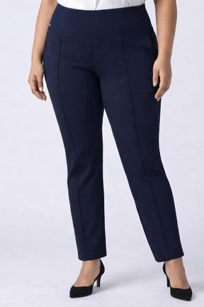 Plus Size Navy Tummy Shaper Straight Fit Pants