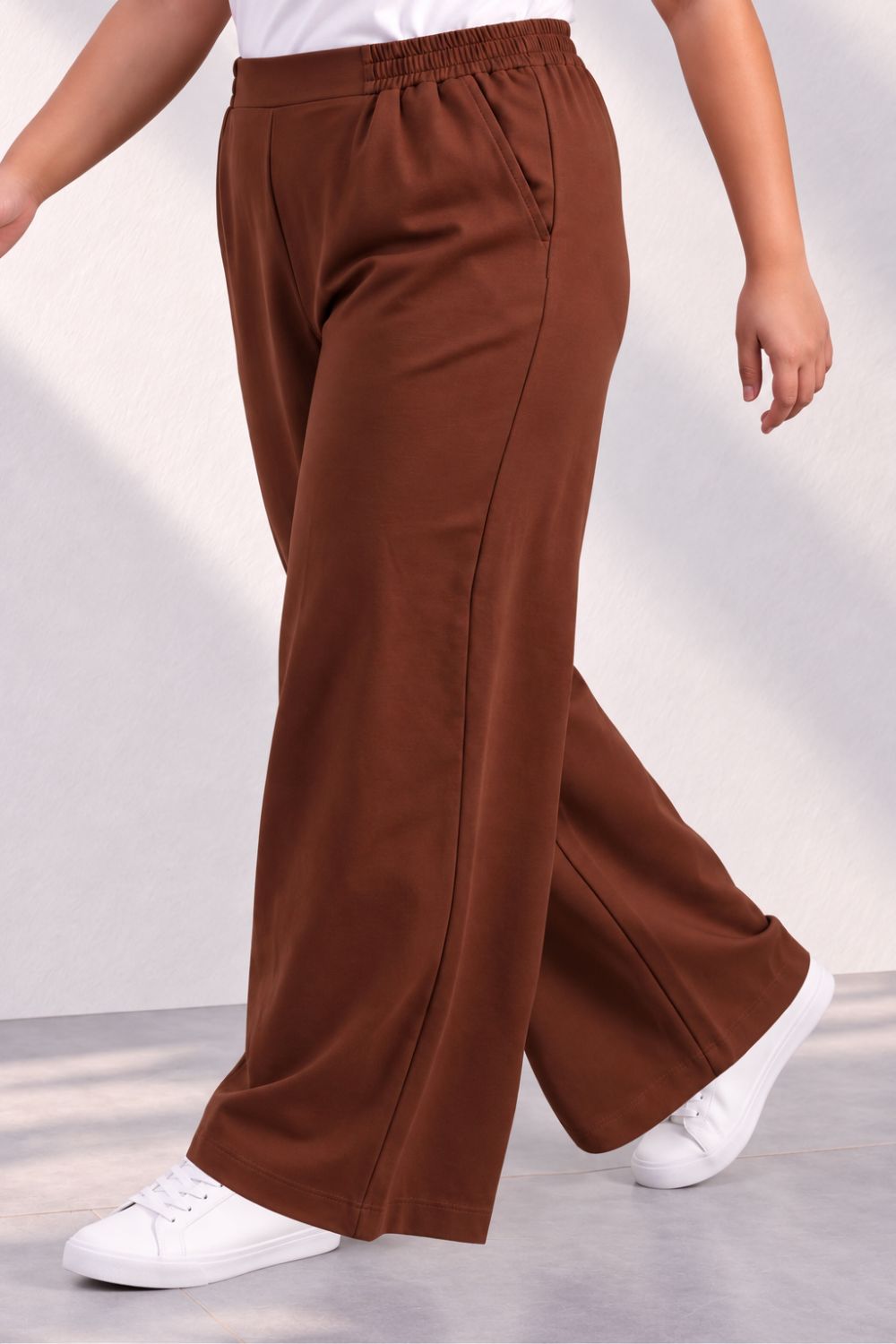 Plus Size SoftEase V Neck Brown Cotton Coord Set