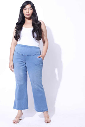 Plus Size Light Blue Fade Flare Jeans