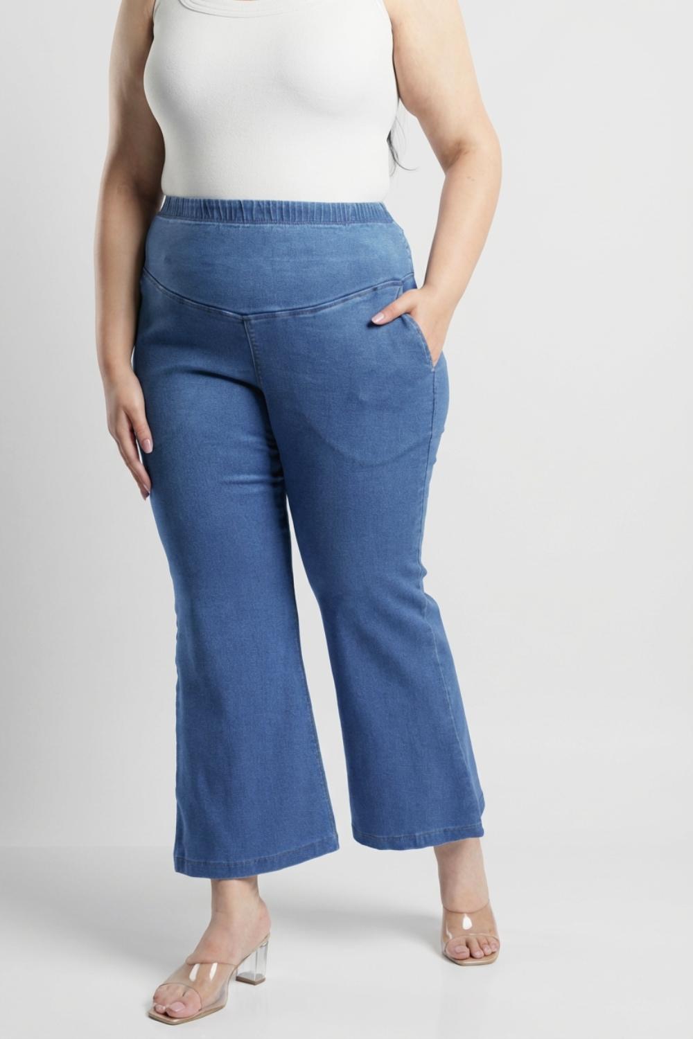 Plus Size Bermuda Blue Flare Jeans