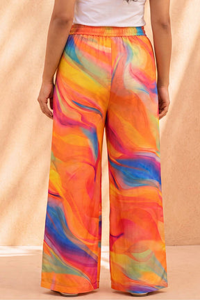 Plus Size Multicolor Abstract Print Cotton Coord Set