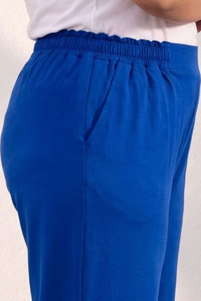 Plus Size SoftEase V Neck Blue Cotton Kurta Coord Set