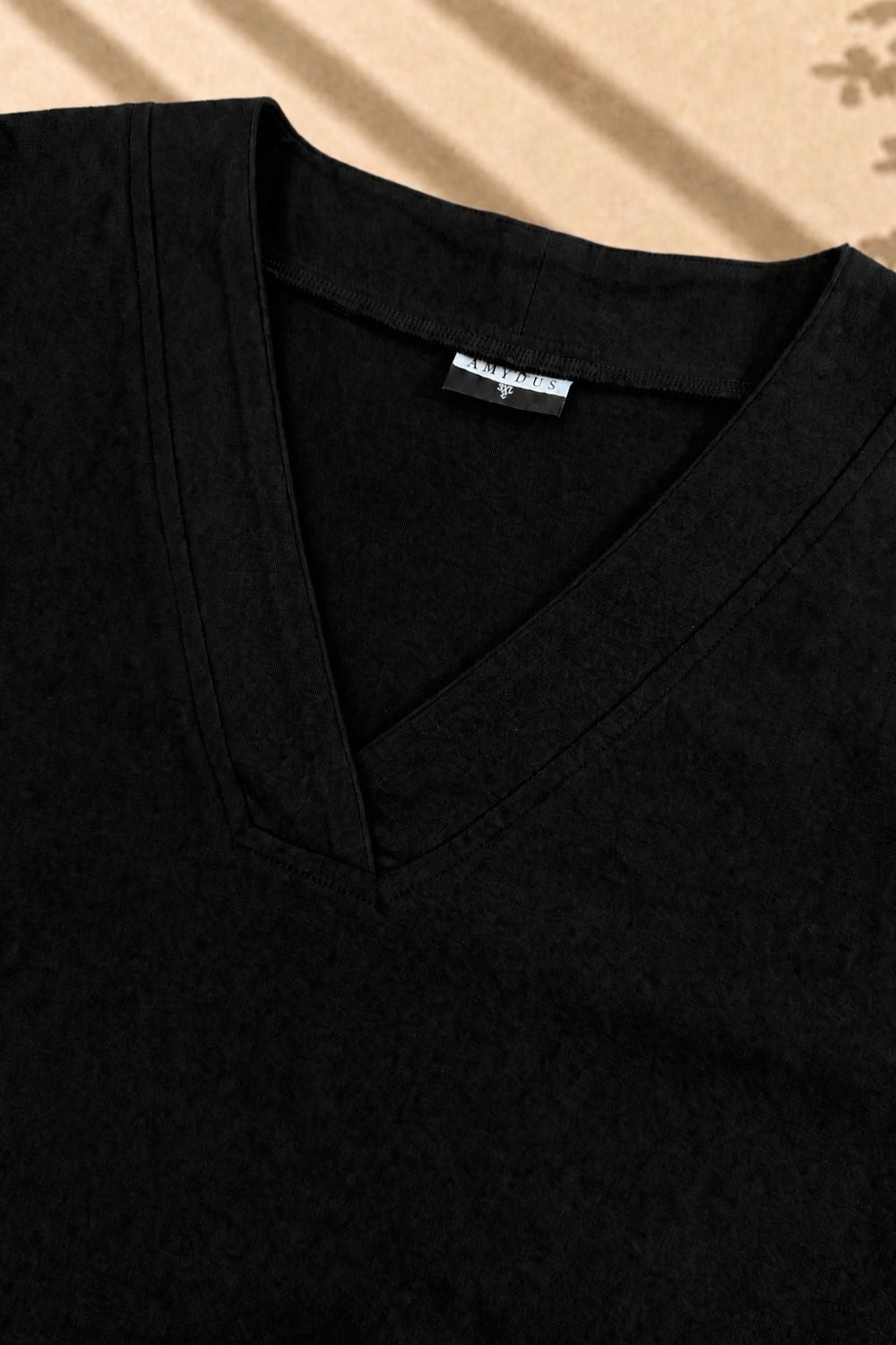 Plus Size SoftEase V Neck Black Cotton Kurta Coord Set