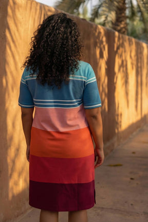 Color Block Printed Polo Dress