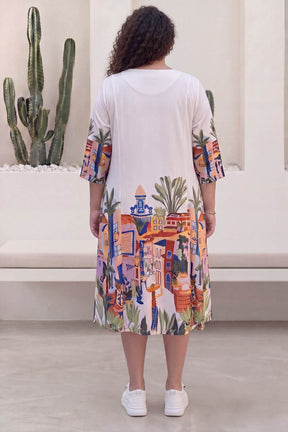 Plus Size Urban Art Print A-Line Dress