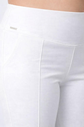 Plus Size White Tummy Shaper Straight Fit Pants