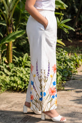 Plus Size White Floral Print Cotton Coord Set