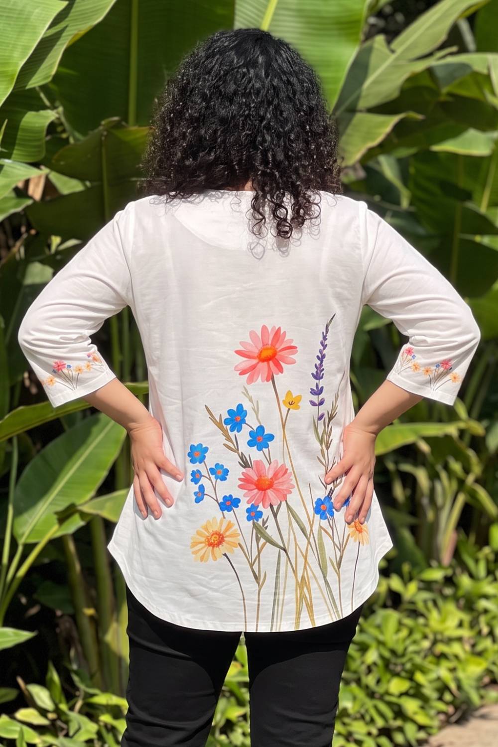 Plus Size White Floral Print Top