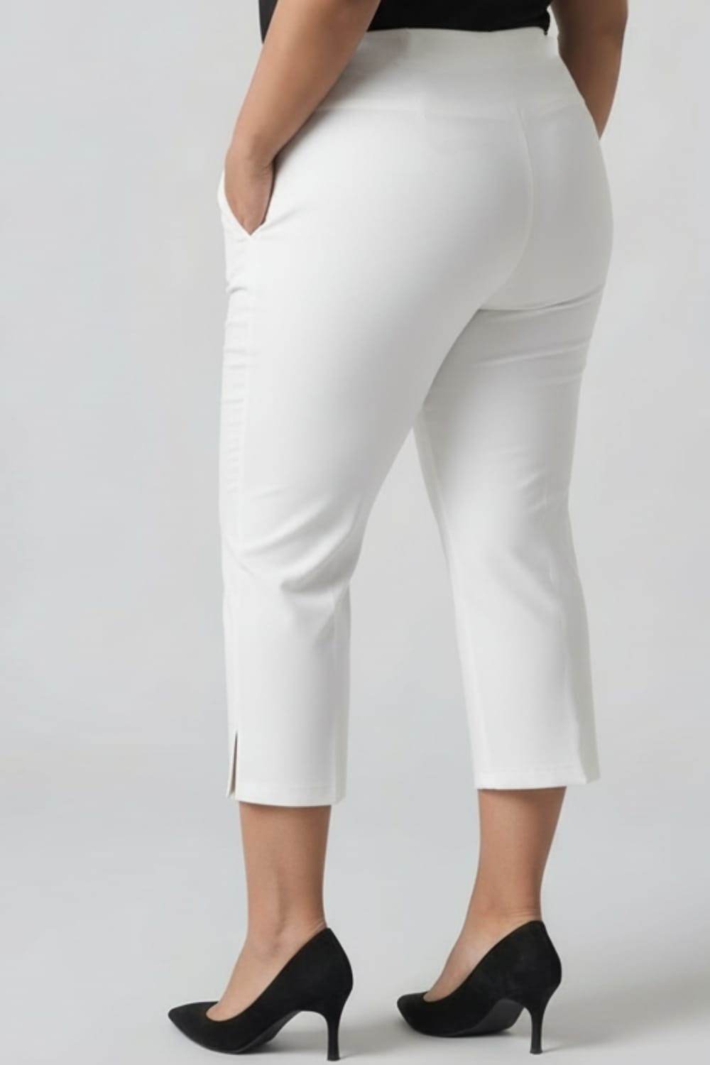 White Tummy Tucker Crop Pants