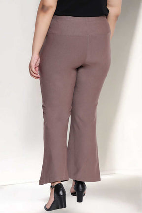 Plus Size Brownish Grey Tummy Shaper Flare Pants
