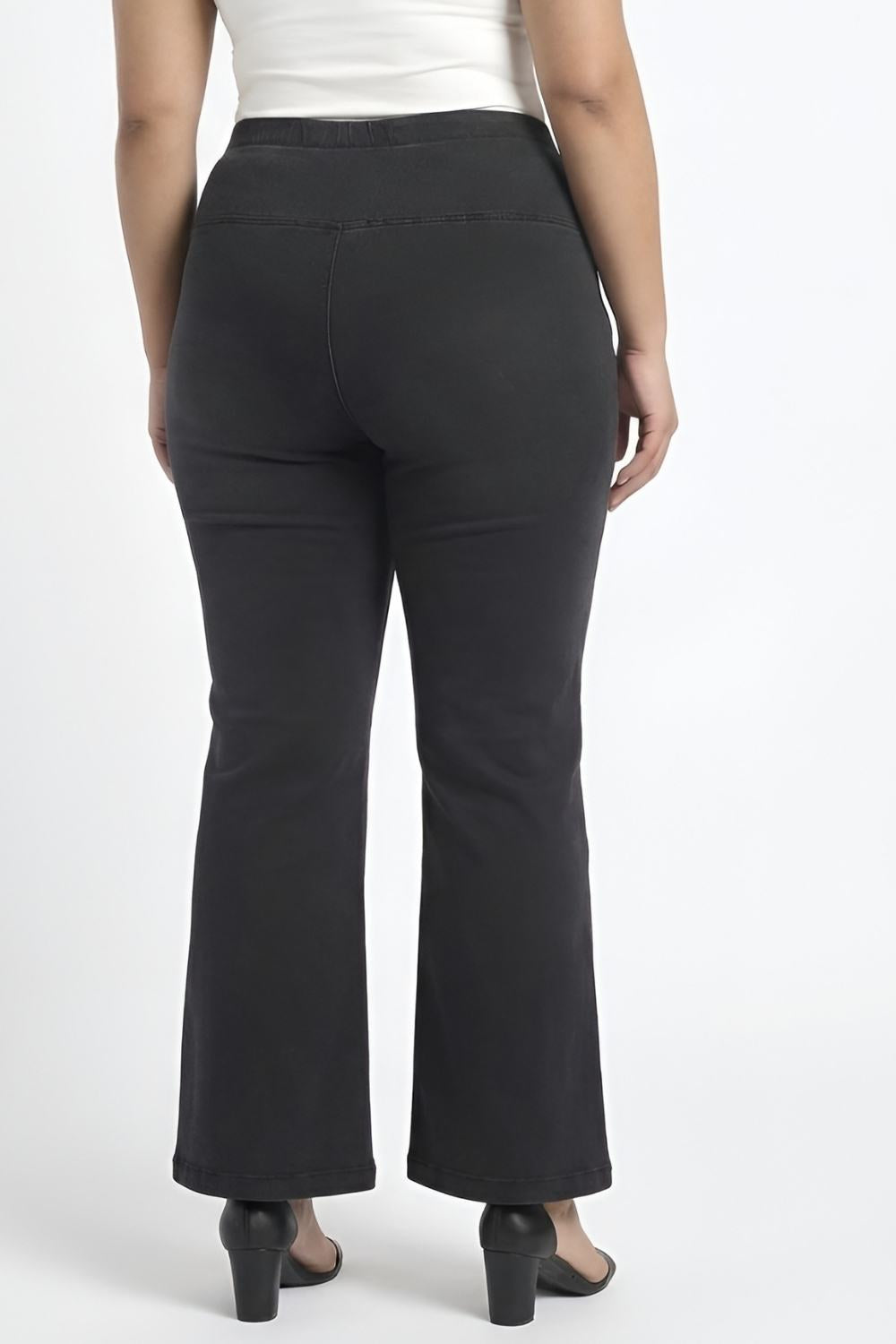 Plus Size Black Light Fade Flare Jeans