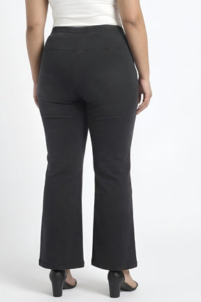 Plus Size Black Light Fade Flare Jeans