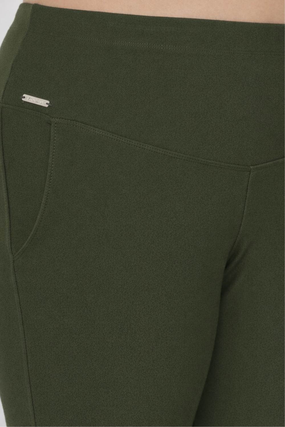 Plus Size Olive Tummy Shaper Flare Pants