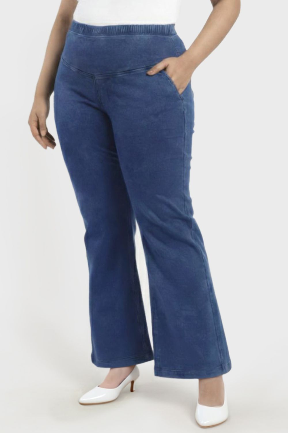 Plus Size Yale Blue Flare Jeans for Women