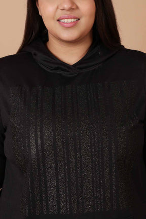 Plus Size Black Party Sweatshirt Hoodie Winter Dress